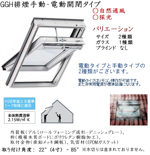 ＭＭショップ】ベルックス天窓（トップライト） VELUX GGH排煙専用天窓